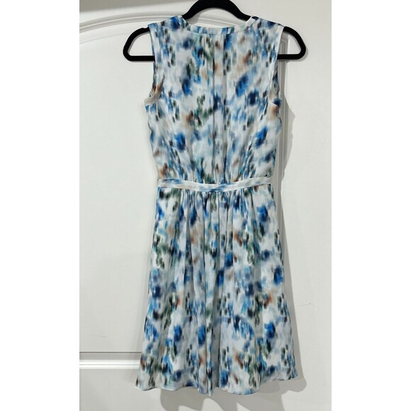 Reiss Dress Blue Green Abstract Print Fit Flare Pockets Size 2 NEW - Picture 8 of 15